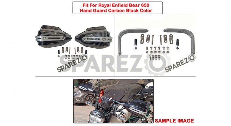 Fit For Royal Enfield Bear 650 Carbon Black Color Hand Guard Kit - SPAREZO